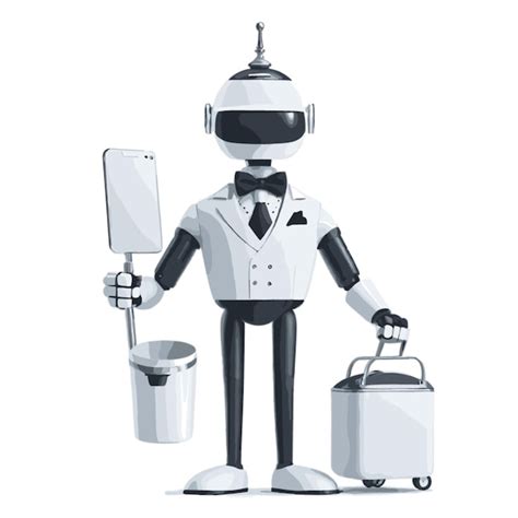 Premium Vector | Robot butler vector on white background