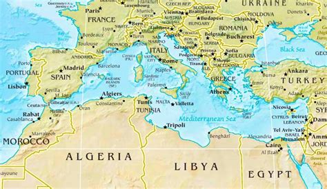 Mediterranean Sea Physical Map - Mediterranean Map Printable ...