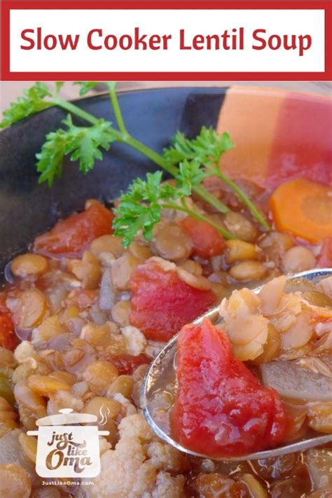 German Slow Cooker Lentil Soup Recipe – Oma's Linsensuppe Rezept.