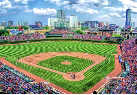 Wrigley Field Chicago Cubs Baseball Ballpark Stadium Painting by ...