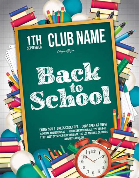 Back to School Free PSD Flyer Template for School and Highschool Party ...