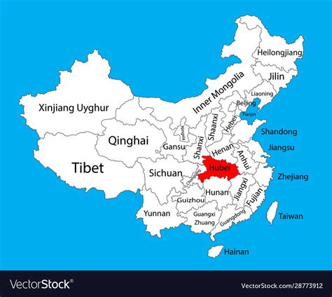 Hubei province map china map Royalty Free Vector Image