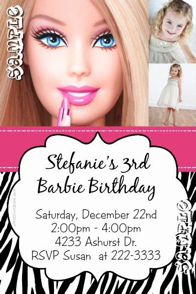 Free Barbie Invitation Templates Unique Barbie Animal Print Birthday Invitations All Colors Star ...