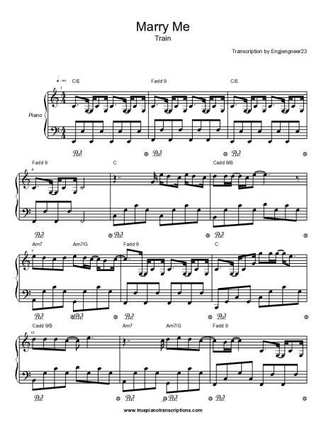 Marry Me - Train | Piano Sheet Music Soundtracks