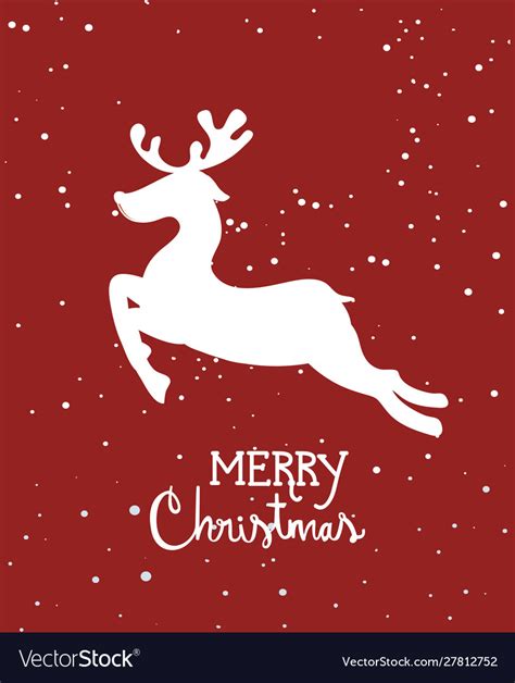 Merry christmas poster with reindeer silhouette Vector Image