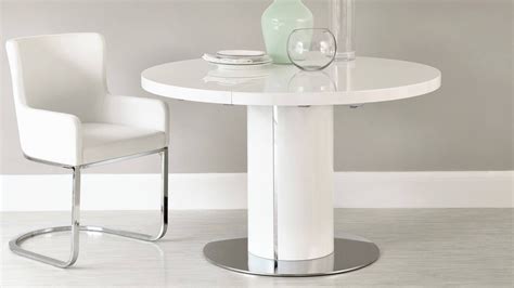 Curva Round White Gloss Extending Dining Table | Danetti Round ...