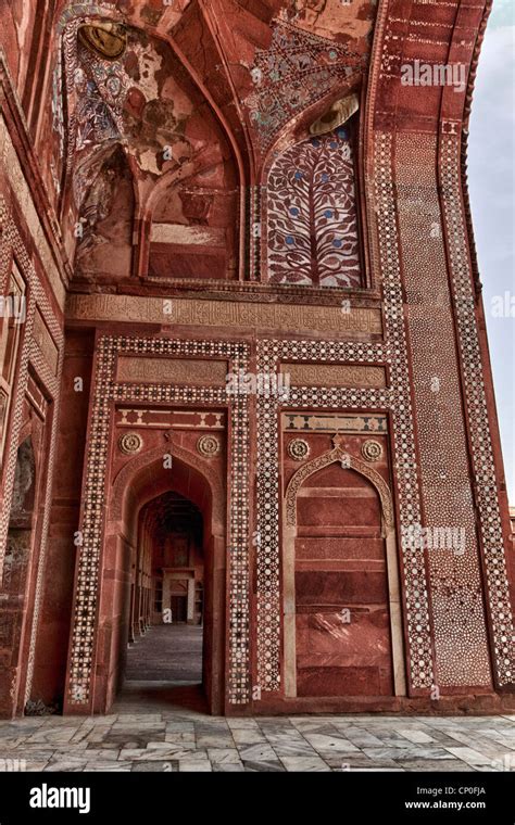 Fatehpur Sikri, India. View inside main entrance to Jama Masjid Stock Photo, Royalty Free Image ...