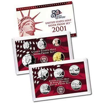 2001 United States Mint Silver Proof Sets 50 State Silver Quarters