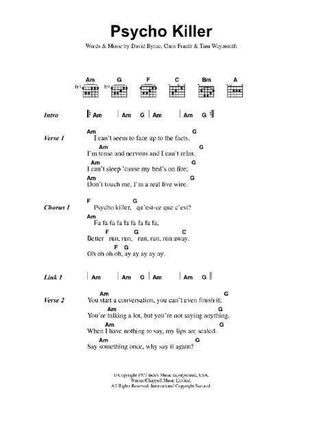 Psycho Killer by Talking Heads - Guitar Chords/Lyrics - Guitar Instructor