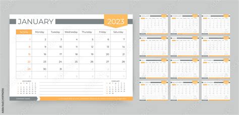 Calendar for 2023. Calender template. Desk planner organizer. Yearly ...