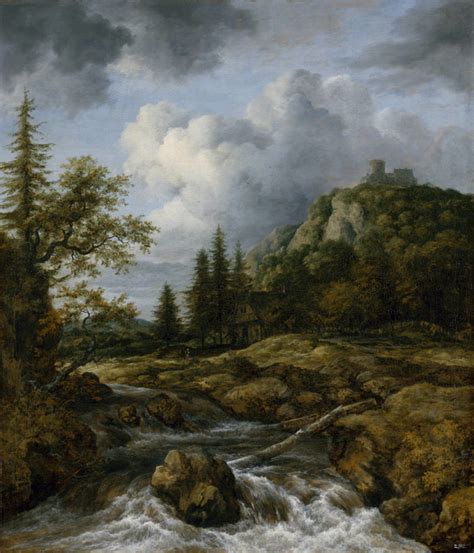 "The Waterfall before the Mountain Castle" Jacob van Ruisdael - Artwork ...