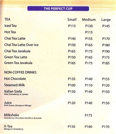 Seattle's Best Coffee from Pasig Menu