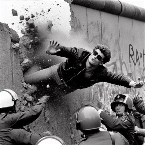 David Hasselhoff single handedly tearing down the Berlin wall (as depicted by german history ...