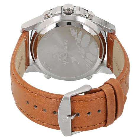 Fastrack Quartz Analog Digital Grey Dial Leather Strap Watch for Guys