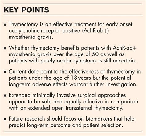 Thymectomy in myasthenia gravis : Current Opinion in Neurology