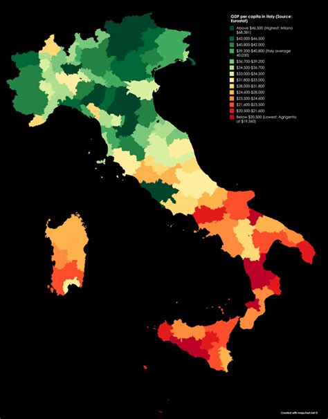 GDP per capita in Italy (Source: Eurostat) : MapPorn