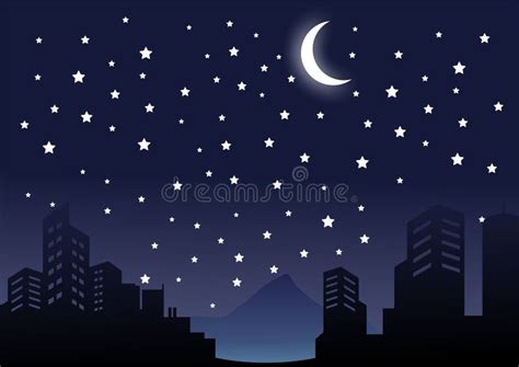 Silhouette Night in the City and Building Landscape Vector Stock Vector - Illustration of nature ...