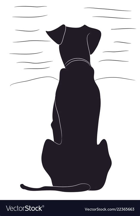 Dog sitting silhouette Royalty Free Vector Image