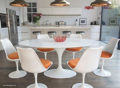 170cm x 110cm White Laminate Oval Tulip Dining Table & 6 Tulip Side ...