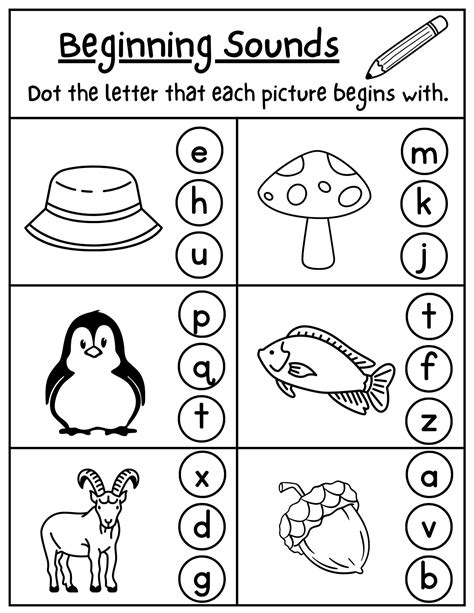 Beginning Sound Worksheets Alphabet Worksheet Letter Sounds Worksheet Kindergarten Worksheets ...