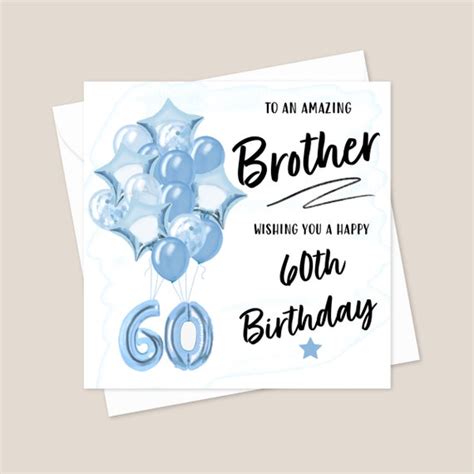 Brother 60th Birthday Card 60th Birthday Card for Brother - Etsy