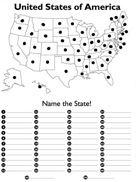 Map of the United States with blanks to label each state | Geografi, Belajar, Peta