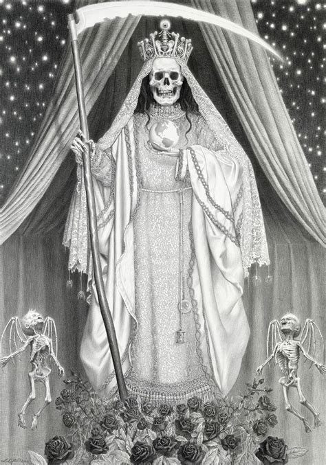 13 Skull Drawings by Laurie Lipton - Skullspiration.com | Santa muerte ...