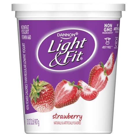Dannon Light & Fit Yogurt, Strawberry, 32 oz Traditional Yogurt ...
