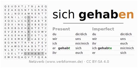 Worksheets German "sich gehaben" - Exercises, downloads for learning | Netzverb Dictionary