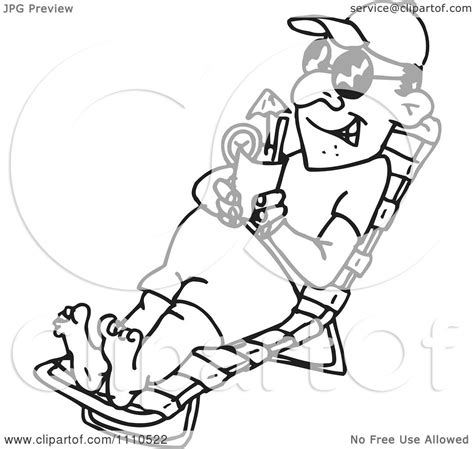 Clipart Black And White Man Relaxing With A Beverage - Royalty Free ...