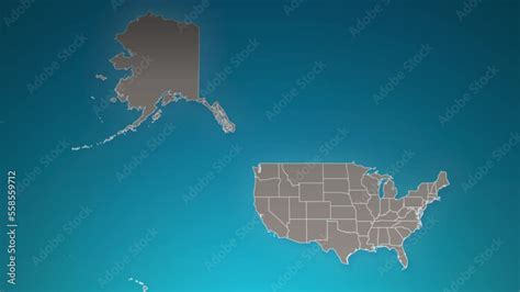 USA Mercator country map with zoom in Realistic Clouds Fly Through. camera zoom in sky effect on ...