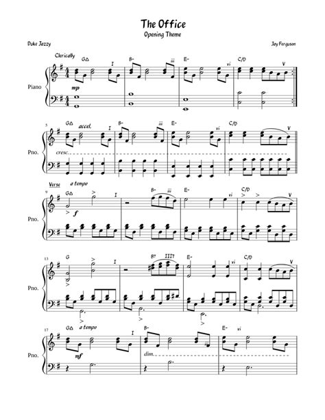 The Office | Main Theme sheet music for Piano download free in PDF or MIDI