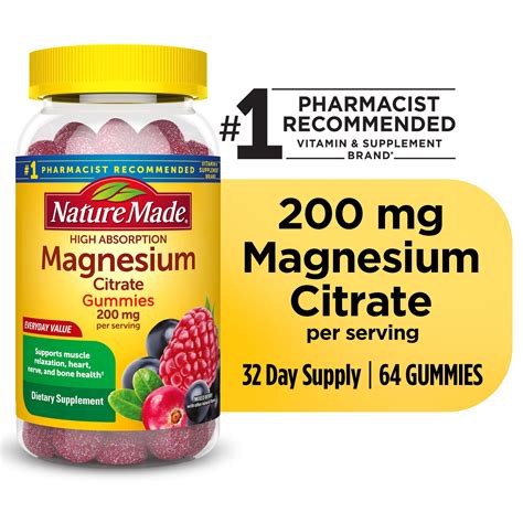 Nature Made High Absorption Magnesium Citrate 200 mg Per Serving ...