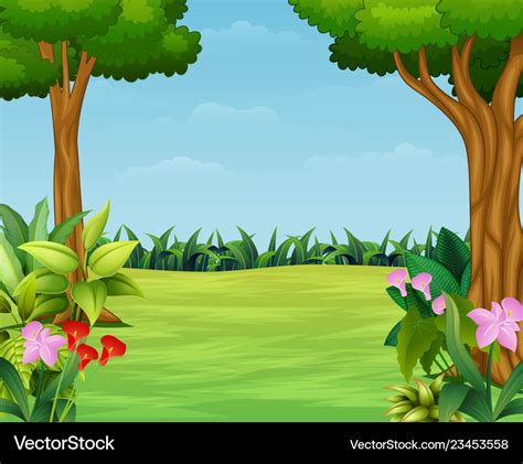 Cartoon of nature scene with beautiful park Vector Image