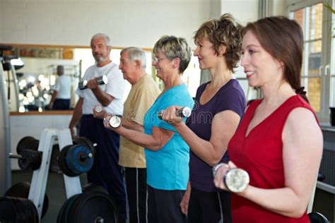 Dumbbell Exercises With Seniors Stock Photo - Image of elderly, lift ...