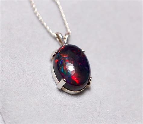 Large opal pendant, genuine fire opal, black opal necklace, graduation ...