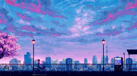 1366x768 Anime Cityscape Landscape Scenery 5k 1366x768 Resolution HD 4k ...