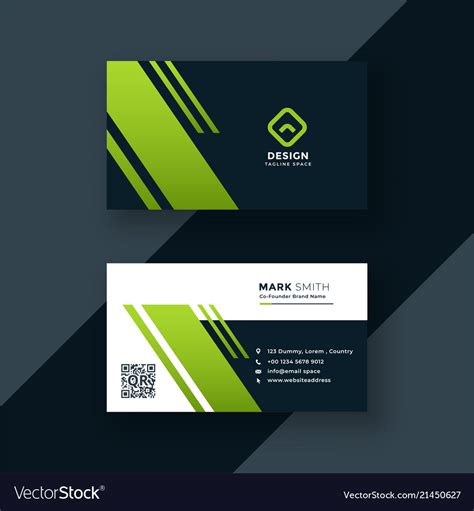 Dark green business card professional design Vector Image