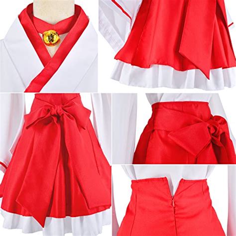 Japanese Anime red and White Kimono Fox Cosplay Costume with Socks ...