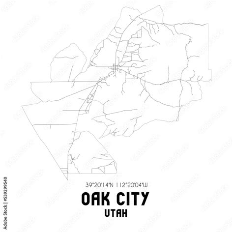 Oak City Utah. US street map with black and white lines. Stock Illustration | Adobe Stock