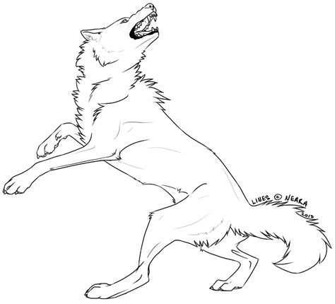 Angry Wolf Contortion- Free LineArt by Neara-works on DeviantArt