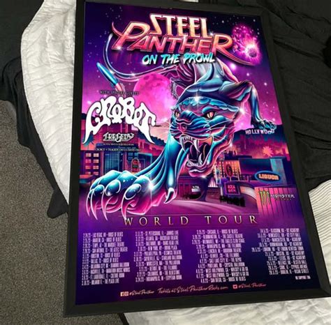 Steel Panther On The Prowl World Tour 2023 Poster Designed & Sold By Cocky Afton