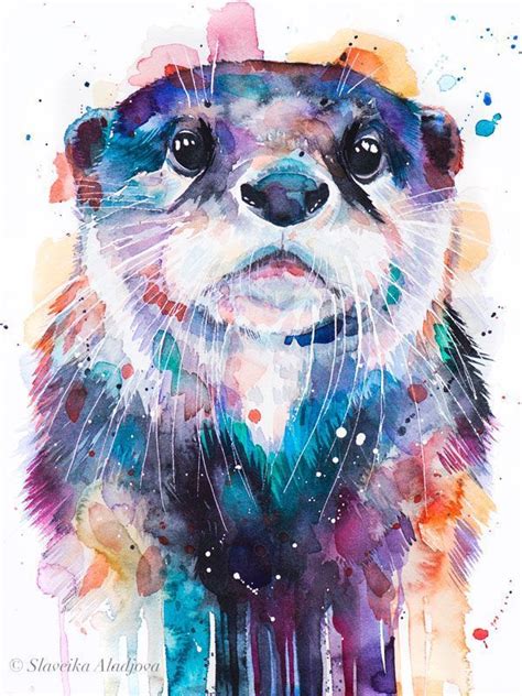 Otter watercolor painting print by Slaveika Aladjova Watercolor ...