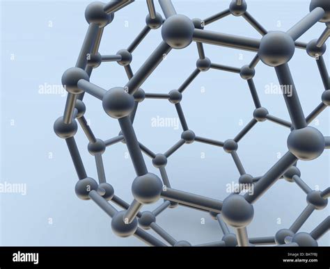 Buckminsterfullerene molecule. Molecular model of a fullerene molecule ...