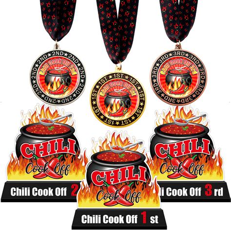 Snapklik.com : 6 Pcs Chili Cook Off Trophies Medals Chili Cook Off ...