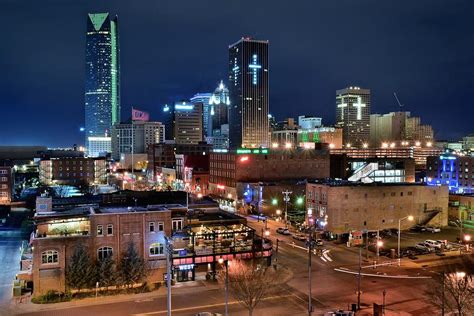 Oklahoma City Night Photograph by Frozen in Time Fine Art Photography - Pixels