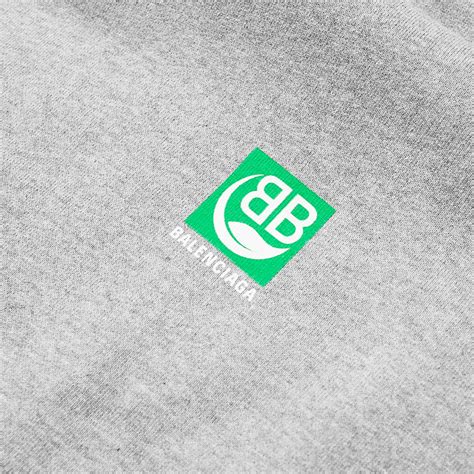 Balenciaga Organic BB Logo Popover Hoody Grey & Green | END.