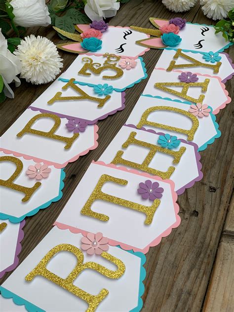 Unicorn Happy Birthday Banner Unicorn Party Decor Girls | Etsy