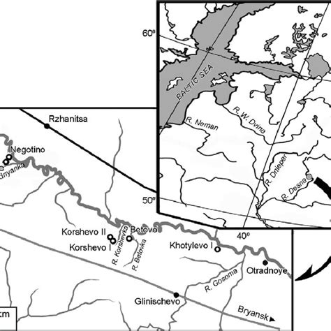 Map showing the location of Middle Paleolithic sites in the upper Desna... | Download Scientific ...