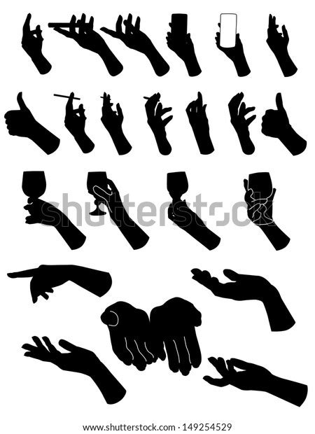 Set Silhouette Hands Hand Holding Different Stock Vector (Royalty Free ...